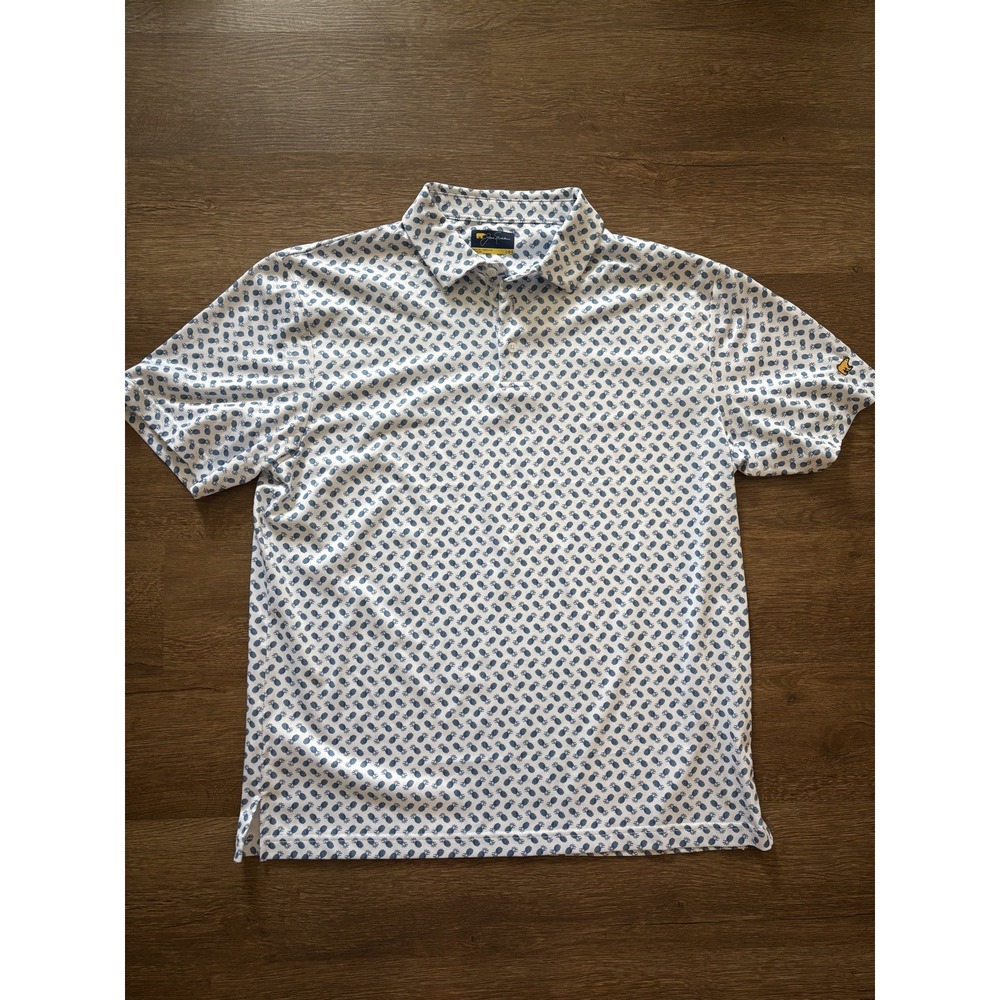 Jack Nicklaus Golden Bear Polo Shirt Men's Large Blue Pineapple Short‎ Sleeve